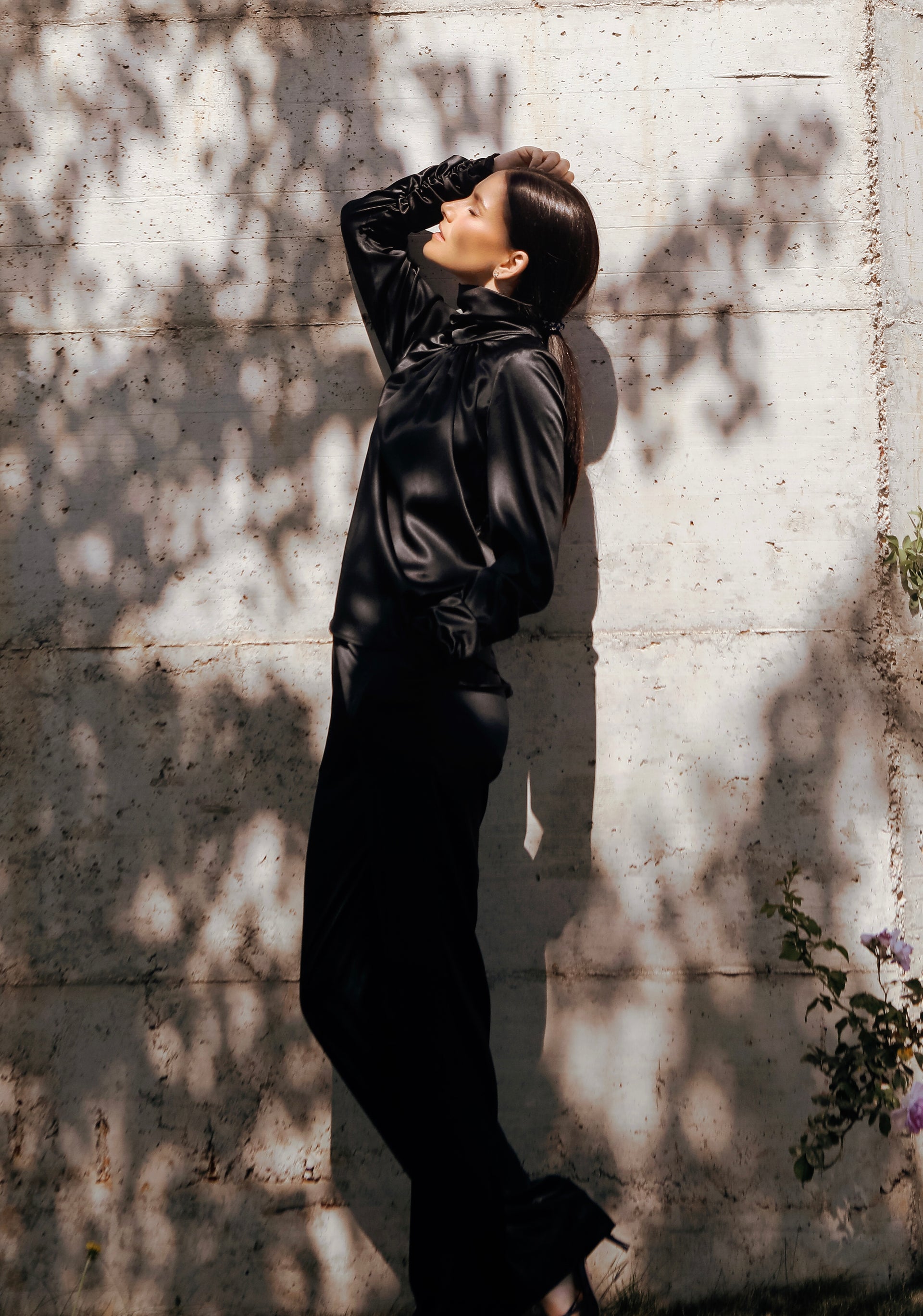 Turtleneck Blouse Elvira Black Silk