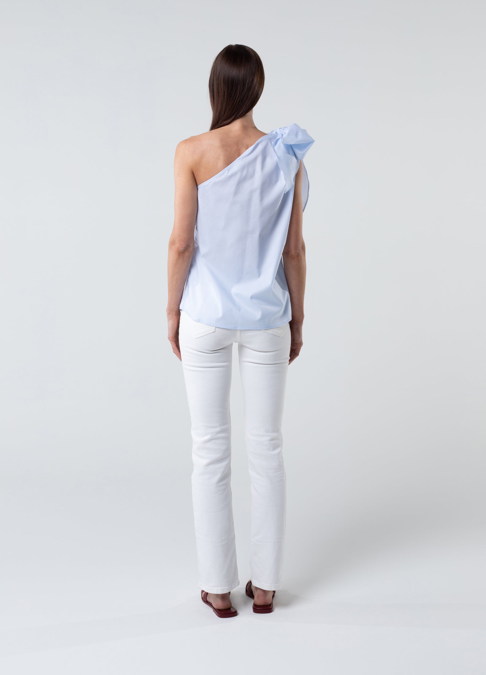 One Shoulder Top Ellen Cotton Light Blue
