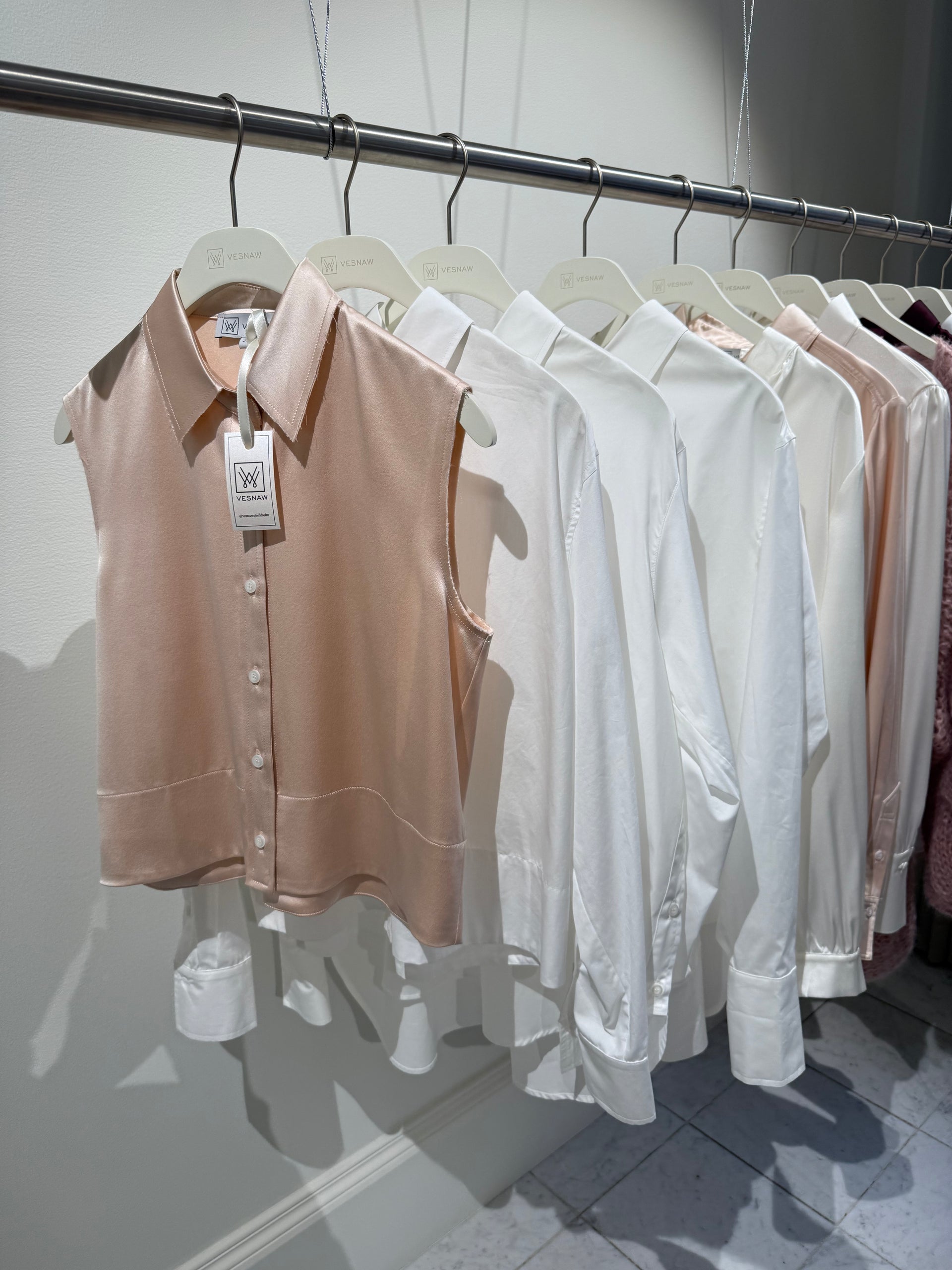 Cropped Premium Silk Shirt Linno Pale Pink