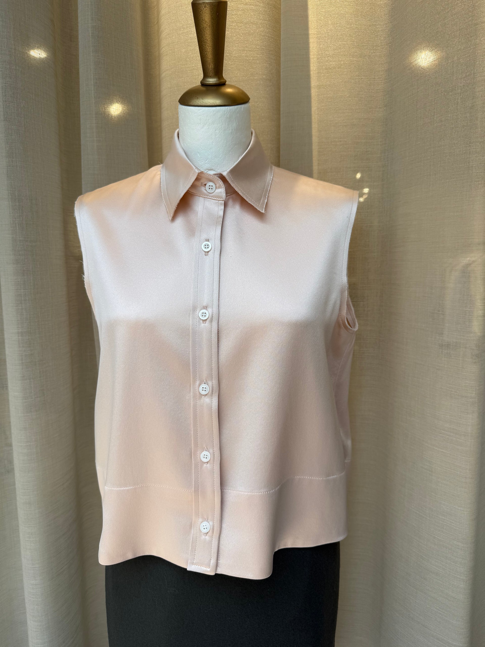 Cropped Premium Silk Shirt Linno Pale Pink