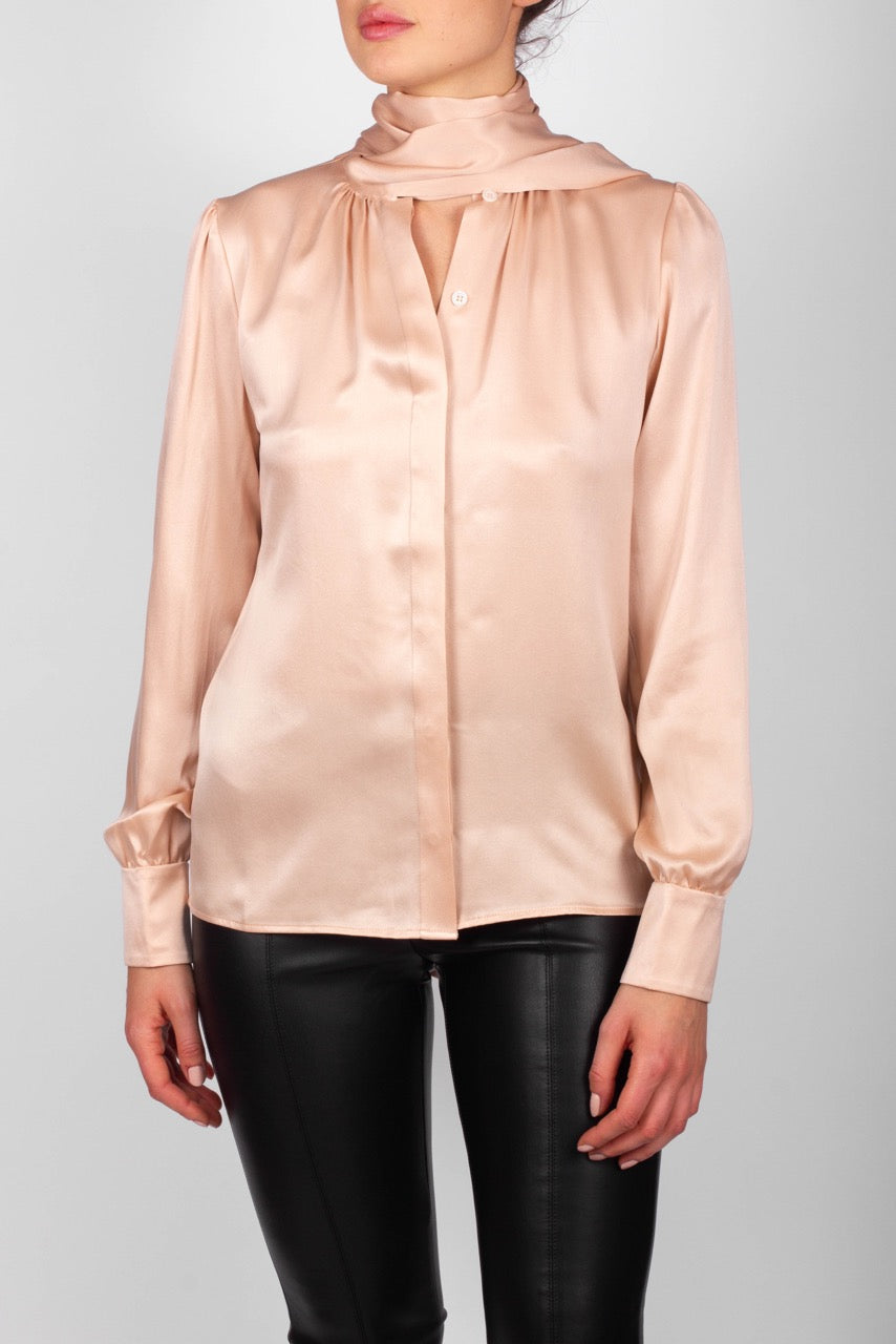 Bow Blouse Mary Silk Powder