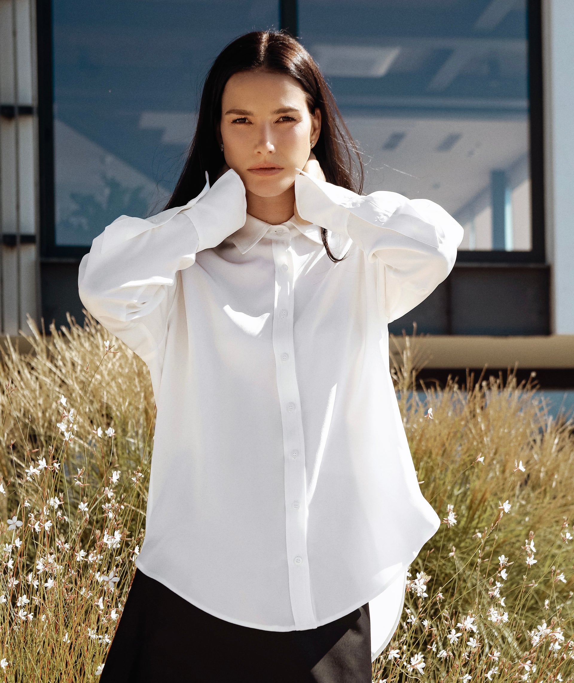 Oversized Silk Shirt Therese Ivory