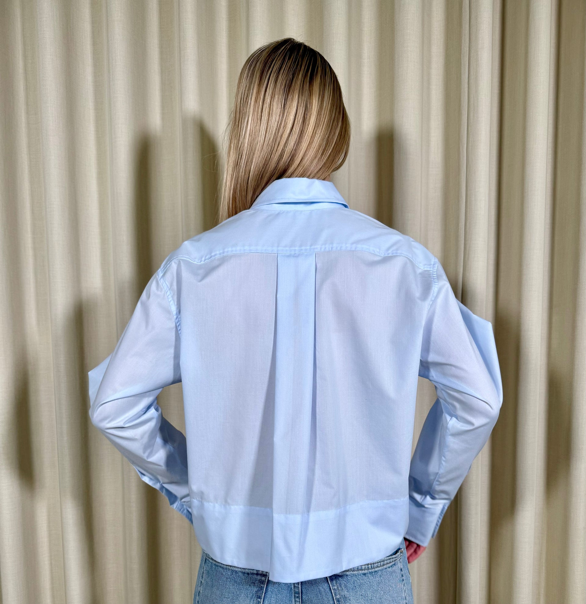 Cropped Cotton Shirt Sofie Light Blue