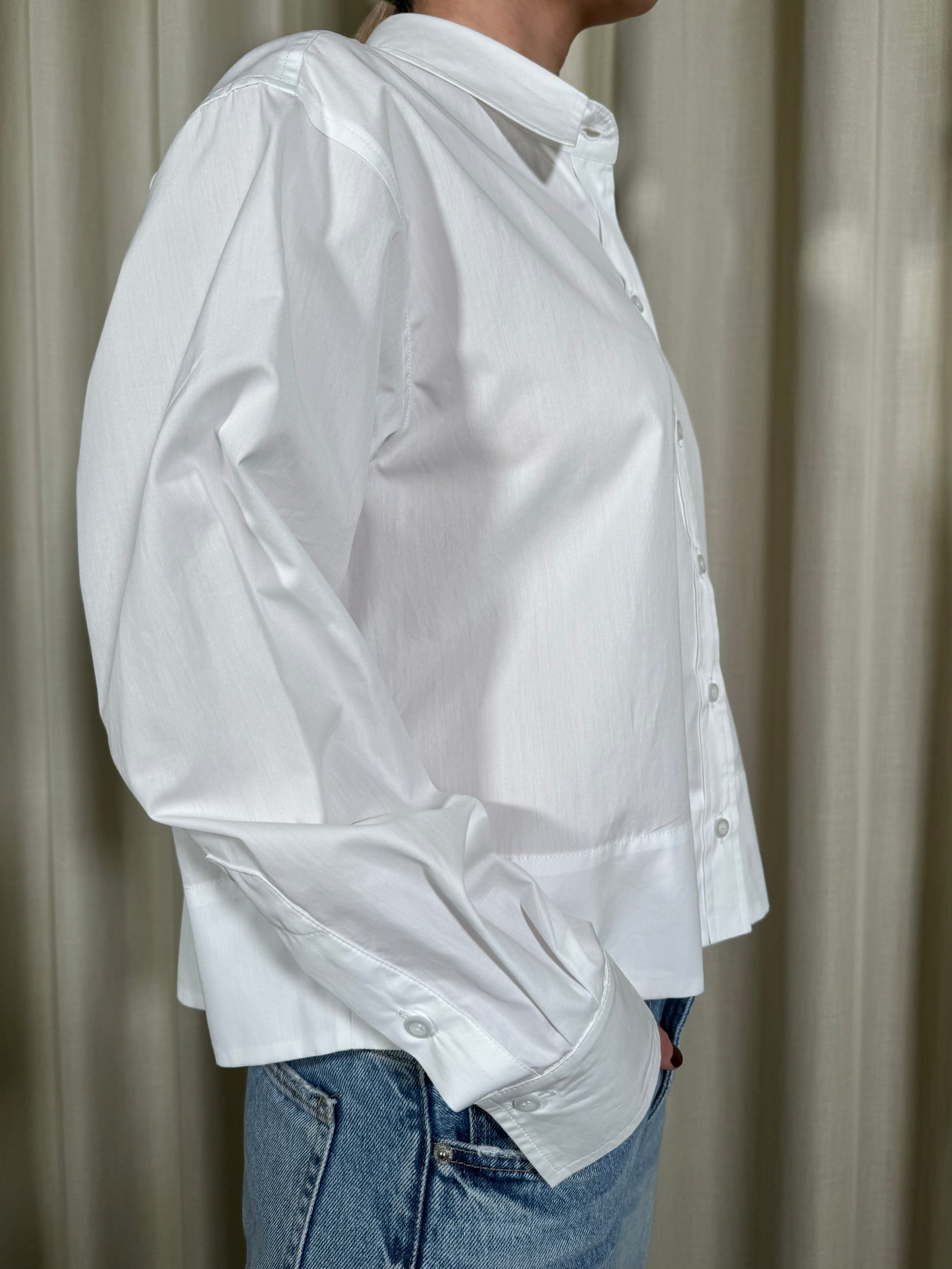 Cropped Cotton Shirt Sofie White