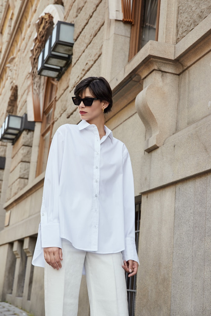 Oversized Cotton Shirt Agneta White