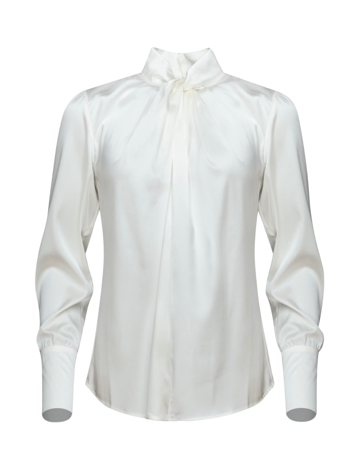 Twist Silk Blouse with Long Sleeves in Ivory